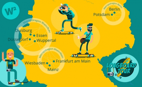 Die drei Metropol-Regionen in Deutschland, in denen die Longboard-Teams ihre Schnäppchen-Tour gefahren sind.